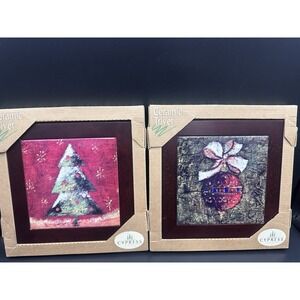 Cypress Home Ceramic Trivet Christmas Ornament Design Heat Resistant NEW Boxed